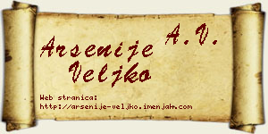 Arsenije Veljko vizit kartica